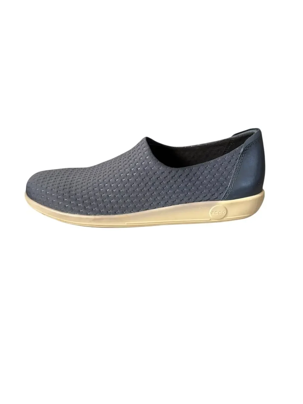 ECCO Soft 2.0 Womens Slip On Sneaker Blue Diamond Knit Textile Size 40 9 9.5